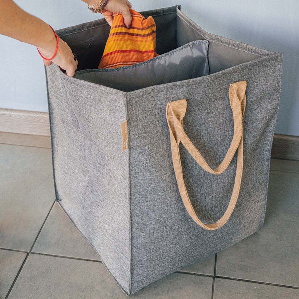 Szary tekstylny kosz na pranie 71 l Laundry Hub Tweed duplo – Rolser-image-2