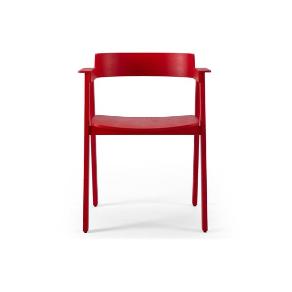 Czerwone krzesło z podłokietnikami z litego drewna dębowego Flip – Gazzda-image-2