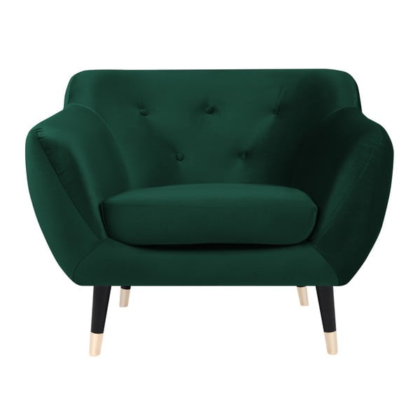 Zielony fotel z czarnymi nogami Mazzini Sofas Amelie