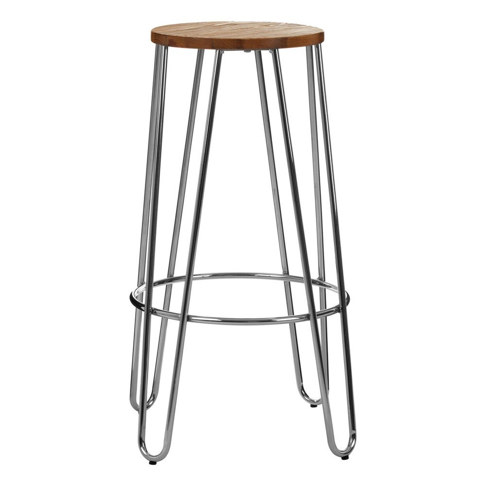 Hoker z litego drewna wiązu w kolorze srebra/w naturalnym kolorze (wysokość siedziska 75 cm) District – Premier Housewares