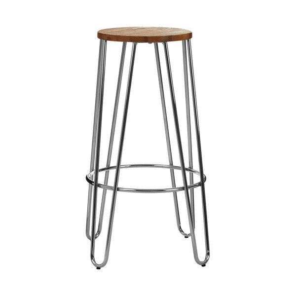Hoker z litego drewna wiązu w kolorze srebra/w naturalnym kolorze (wysokość siedziska 75 cm) District – Premier Housewares