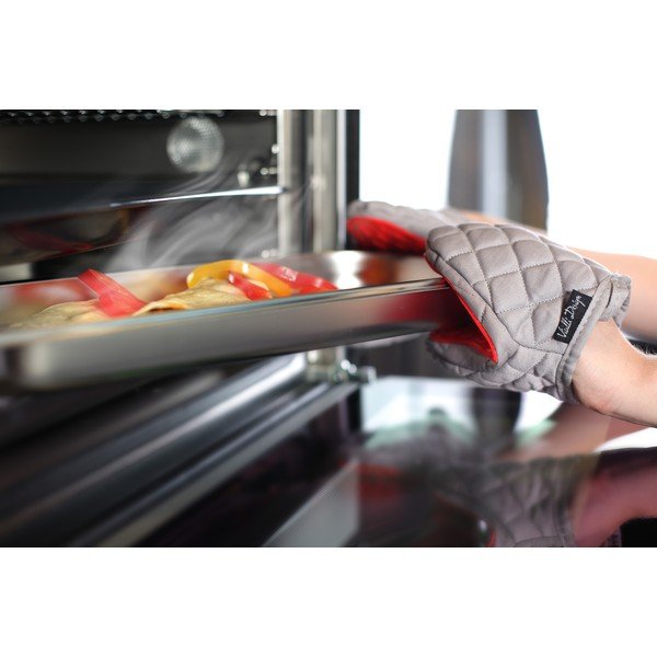 Czerwono-szara bawełniana łapka kuchenna z silikonem Vialli Design Hot Touch-image-1