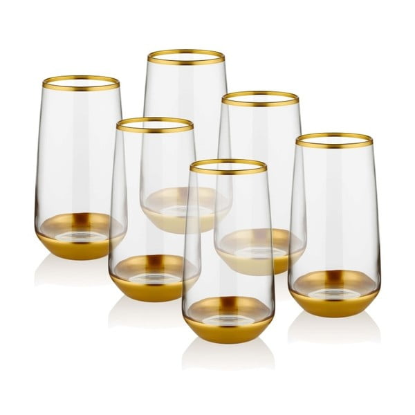 Zestaw 6 szklanek w złotym dekorze The Mia Glam