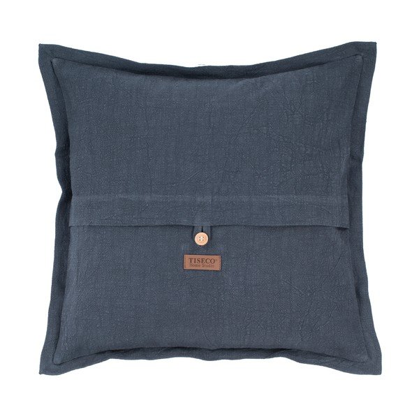 Ciemnoniebieska poduszka z domieszką lnu Tiseco Home Studio, 45x45 cm-image-1