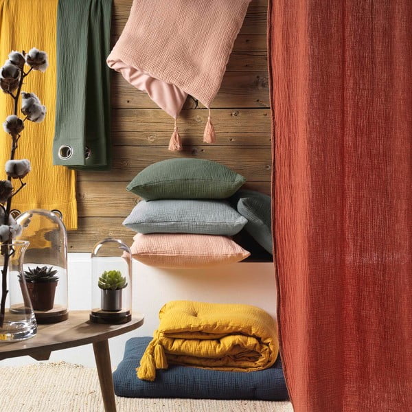 Jasnozielona muślinowa pościel dwuosobowa 240x260 cm Angelia – douceur d'intérieur-image-3