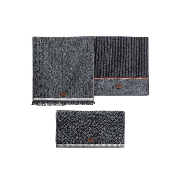 Antracytowe ręczniki zestaw 3 szt. 50x90 cm Denim – Foutastic