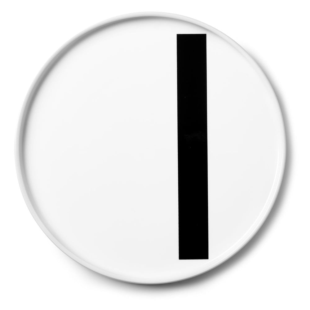 Biały porcelanowy talerzyk deserowy Design Letters I, ø 21,5 cm