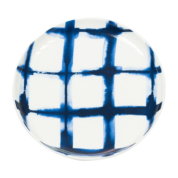 Niebiesko-biały talerz porcelanowy Santiago Pons Grid, ⌀ 16 cm 