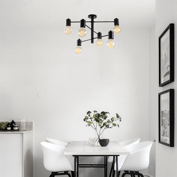Czarna lampa sufitowa na 6 żarówek Opviq lights Hexa-image-4