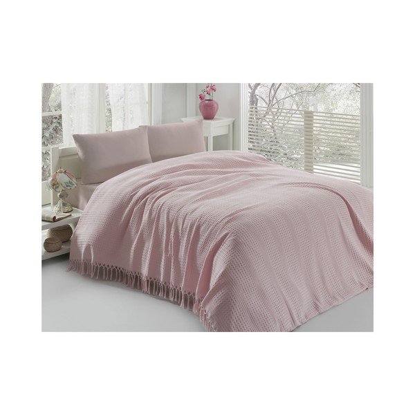 Lekka narzuta bawełniana na łóżko Pique Powder, 220x240 cm-image-1