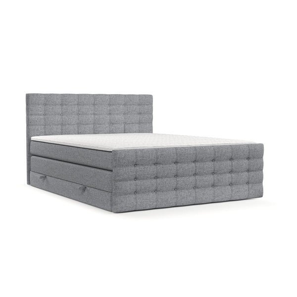 Szare łóżko boxspring ze schowkiem 160x200 cm Blend – Maison de Rêve