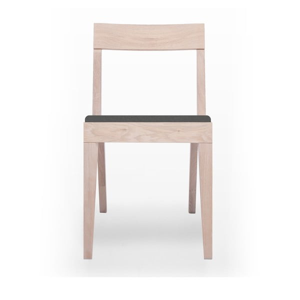 Naturalne krzesło tapicerowane z drewna dębowego Another Brand Cubo Dark Grey