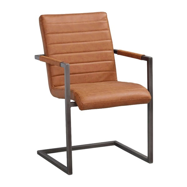 Koniakowobrązowe krzesło z czarnymi metalowymi nogami Rowico Clive