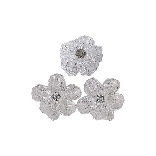 Zestaw 3 dekorativních květin Grey