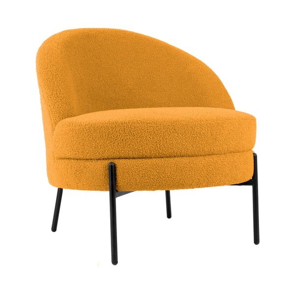 Fotel z materiału bouclé w kolorze ochry Noble – Leitmotiv