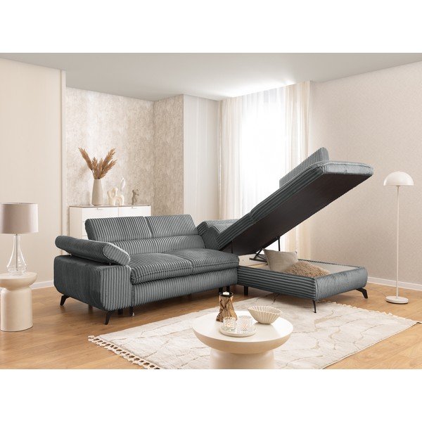 Szary sztruksowy narożnik (prawostronny/w kształcie litery L) Marbeya  – Ropez-image-4