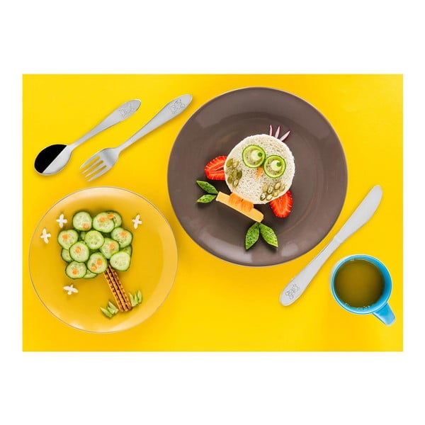 Sztućce dla dzieci ze stali nierdzewnej w kolorze srebrnym 3 szt. – Orion-image-1