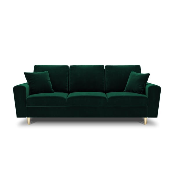 Zielona aksamitna rozkładana sofa ze schowkiem 235 cm Kyoto – Cosmopolitan Design