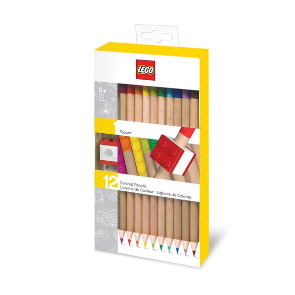 Zestaw 12 kredek z nakładką w kształcie klocka LEGO® Stationery-image-1