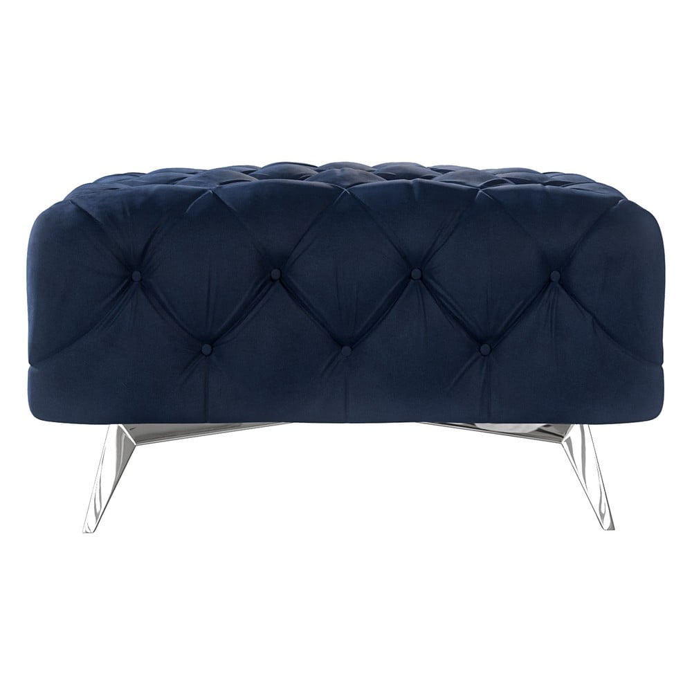 Ciemnoniebieski aksamitny podnóżek Chelsea – Ropez