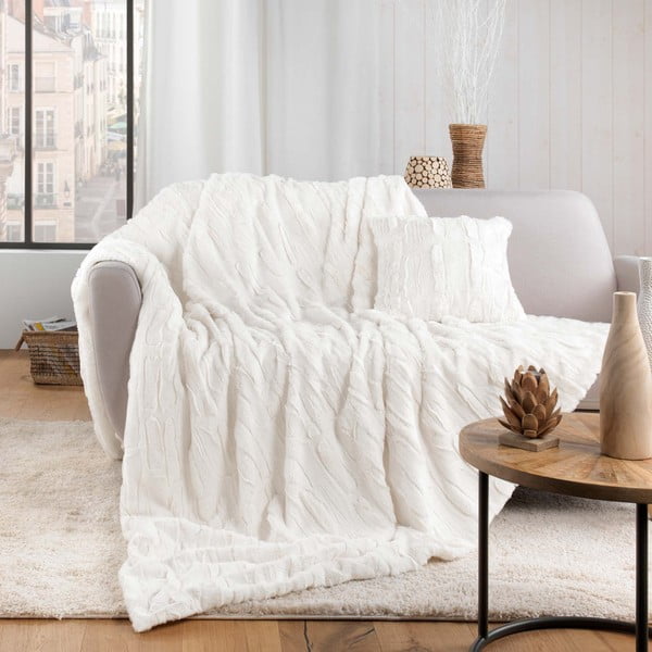 Kremowy koc z mikropluszu 180x220 cm Foxy – douceur d'intérieur-image-1