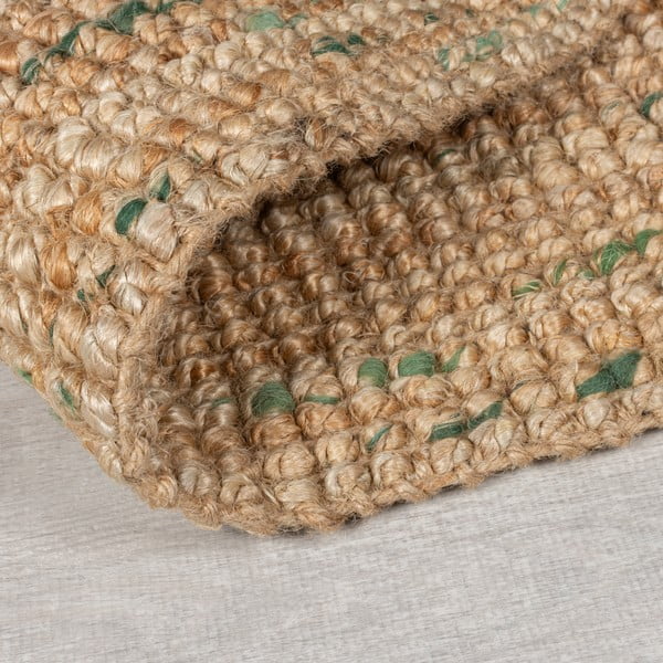 Zielono-naturalny dwustronny dywan z juty tkany ręcznie 160x230 cm Jute Boucle Green – Flair Rugs-image-4