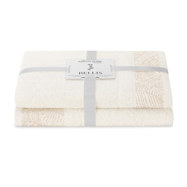 Kremowe bawełniane ręczniki zestaw 2 szt. frotte Bellis – AmeliaHome