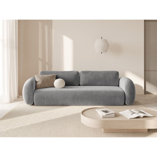 Ciemnoszara aksamitna rozkładana/ze schowkiem sofa 262 cm Tonale – Cosmopolitan Design-image-1