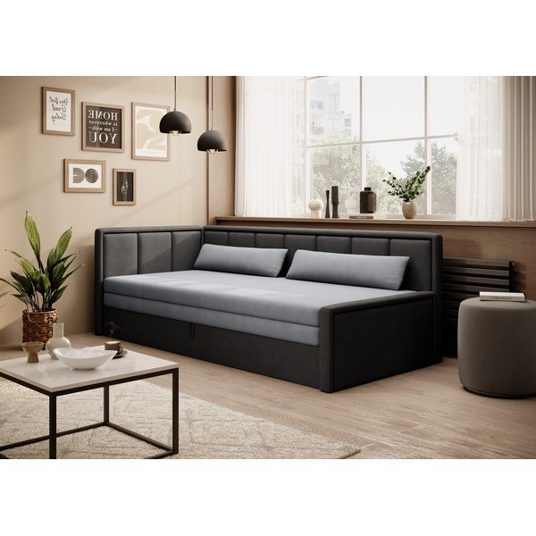 Ciemnoszara rozkładana/ze schowkiem sofa z tkaniny szenilowej 214 cm Fulgeo – ELTAP-image-2
