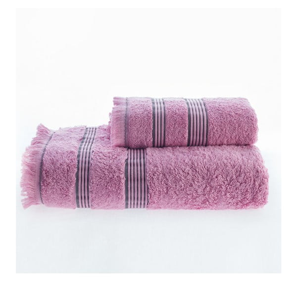 Różowy ręcznik z dodatkiembambusu Marie Lou, 90x50 cm