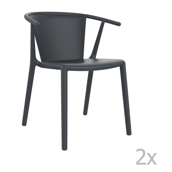 Zestaw 2 ciemnoszarych krzeseł ogrodowychResol steely