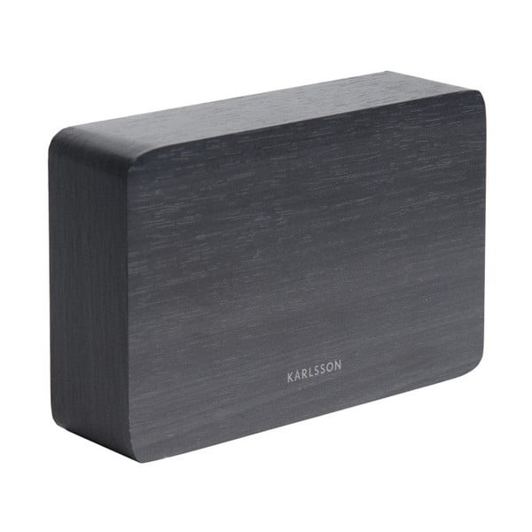 Czarny budzik w dekorze drewna Karlsson Square, 15x10 cm-image-1