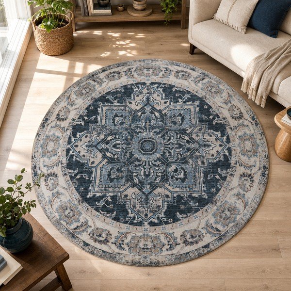 Niebieski okrągły dywan ø 200 cm Havana – House Nordic-image-1