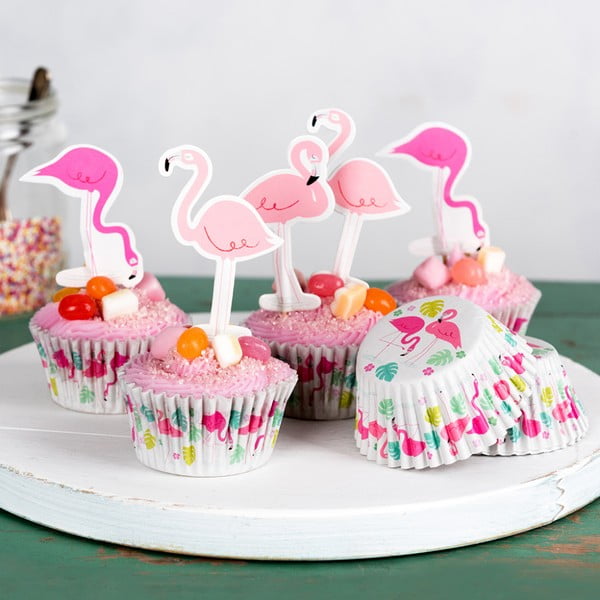 Komplet do dekoracji muffinek Rex London Flamingo Bay-image-1
