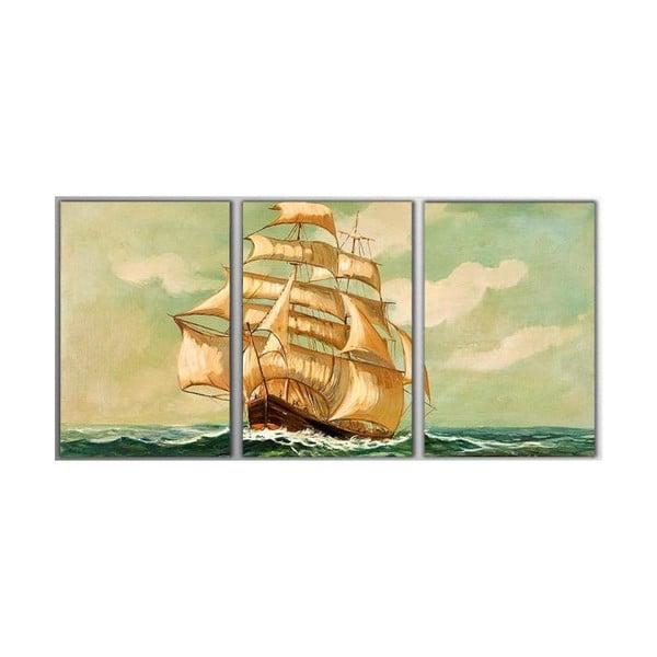 Trzyczęściowy obraz Big Boat, 45x90 cm