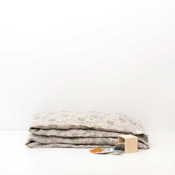 Dziecięca beżowa lniana pościel Linen Tales Botany, 70x100 cm-image-2