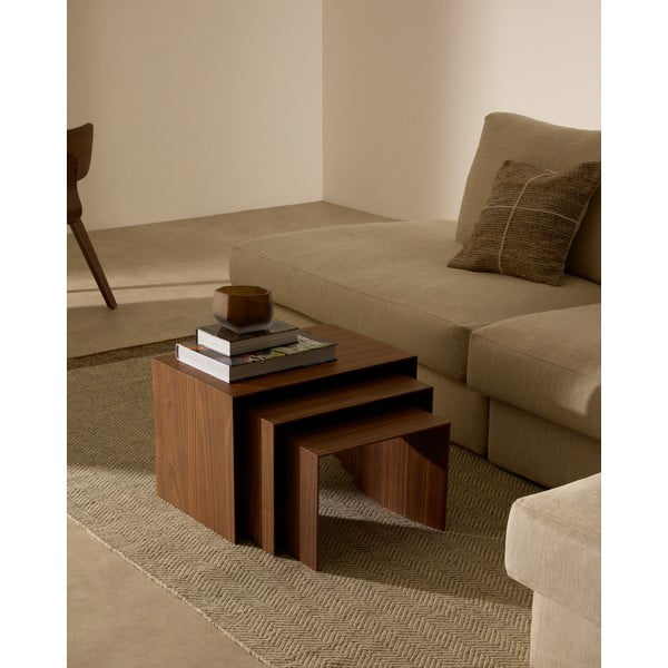 Stoliki w dekorze orzecha zestaw 3 szt. 40x60 cm Litto – Kave Home-image-2