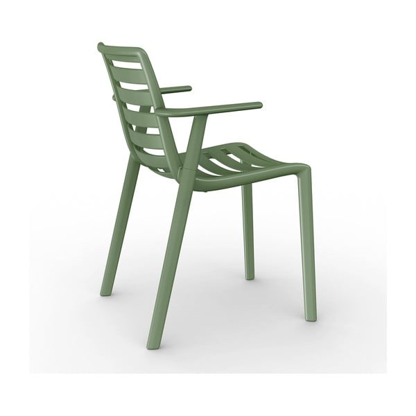Zestaw 2 oliwkowozielonych krzeseł ogrodowych z podłokietnikami Resol Slatkat