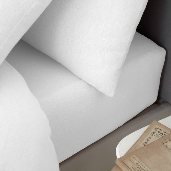 Białe flanelowe prześcieradło z gumką 135x190 cm Brushed – Catherine Lansfield-image-1