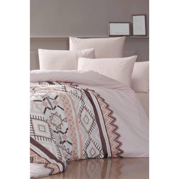 Pościel dwuosobowa z prześcieradłem Pure Cotton Klim Brown, 200x220 cm