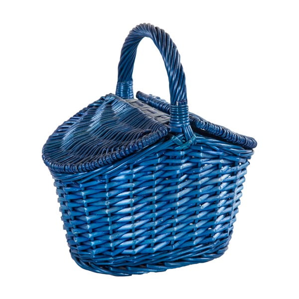 Niebieski wiklinowy koszyk Joy, dł. 25 cm