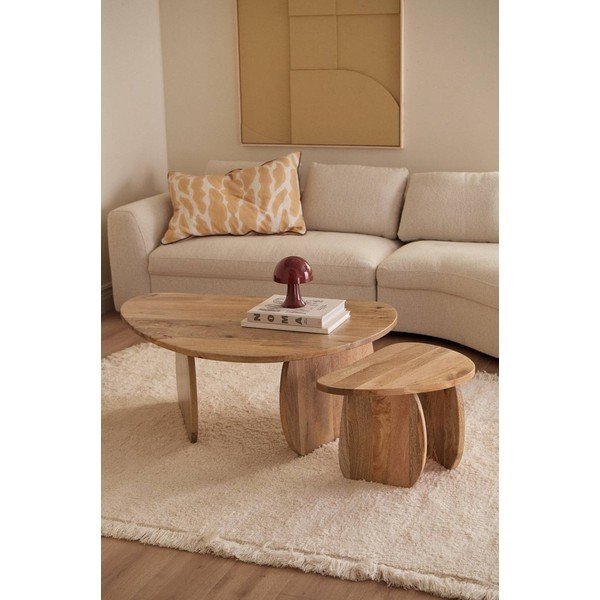 Stolik z litego drewna mango w naturalnym kolorze Mushroom – Ellos Home-image-1