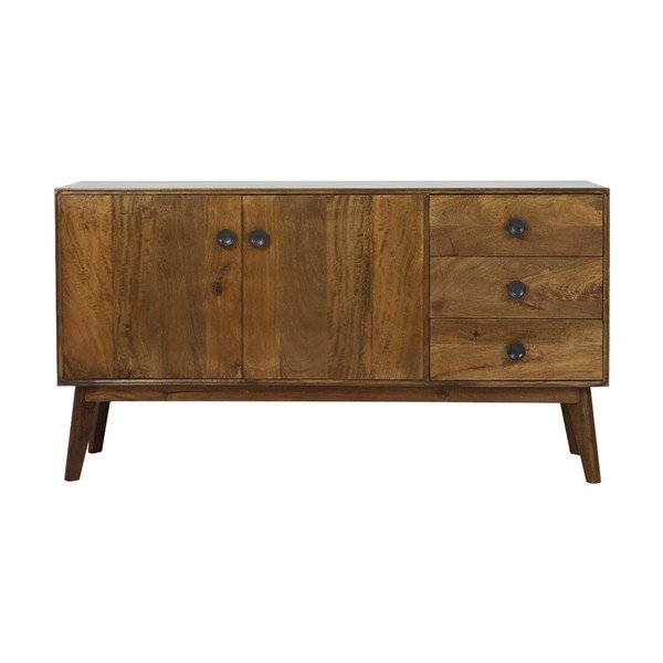 Brązowa niska komoda z litego drewna 152x80 cm Espita – Light & Living