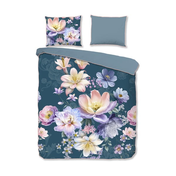 Niebieska pościel dwuosobowa z satyny bawełnianej 200x220 cm Mirery – Descanso