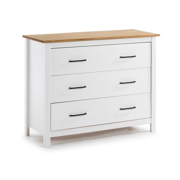 Biała niska komoda z litego drewna sosnowego 100x80 cm Miranda – Marckeric-image-2