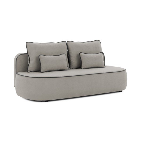 Czarna/szara aksamitna rozkładana/ze schowkiem sofa 210 cm Saga – Ropez
