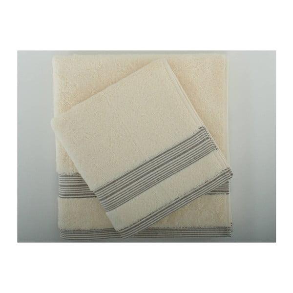 Komplet beżowego ręcznika bawełnianego i ręcznika kąpielowego z bavlny Serit