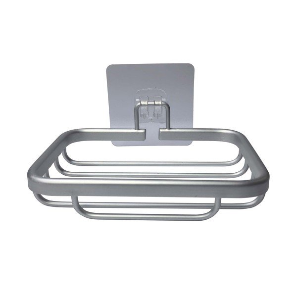 Metalowa mydelniczka w kolorze srebra z połyskiem bez wiercenia Filaire Aluminium – douceur d'intérieur