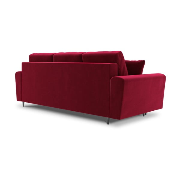 Czerwona aksamitna rozkładana sofa ze schowkiem 235 cm Kyoto – Cosmopolitan Design-image-3