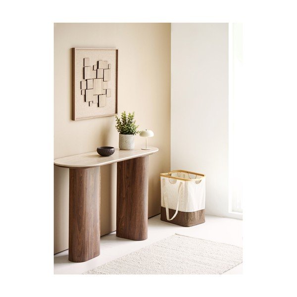 Beżowa/ciemnobrązowa konsola z ceramicznym blatem 40x120 cm Delphi – House Nordic-image-1